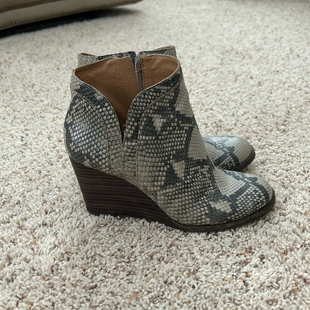 Lucky Brand Snake Ankle Boots